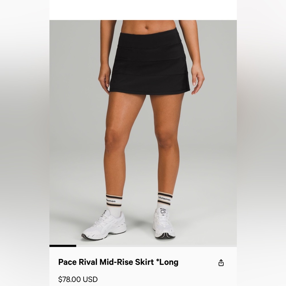 Black Lululemon Pace Rival Skirt (tall)